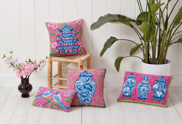 Chinoiserie Jars Trio Hook Pillow