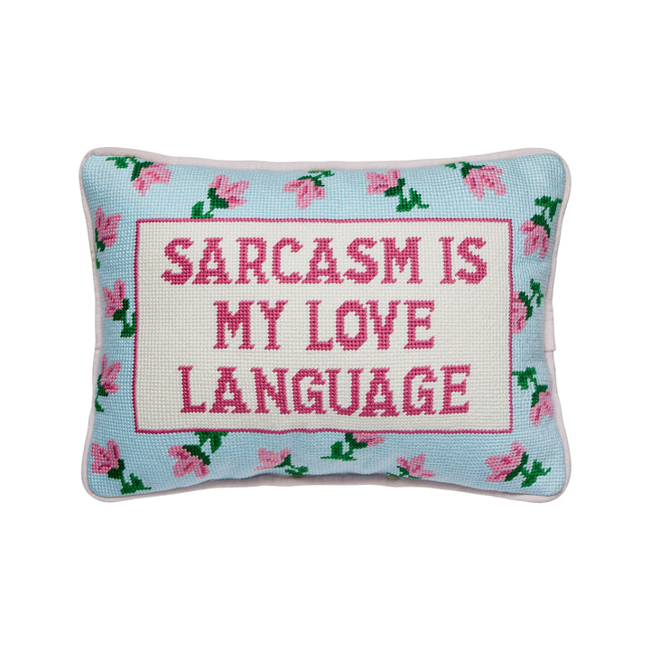SARCASM'S MY LOVE EMBROIDERED NEEDLEPOINT PILLOW