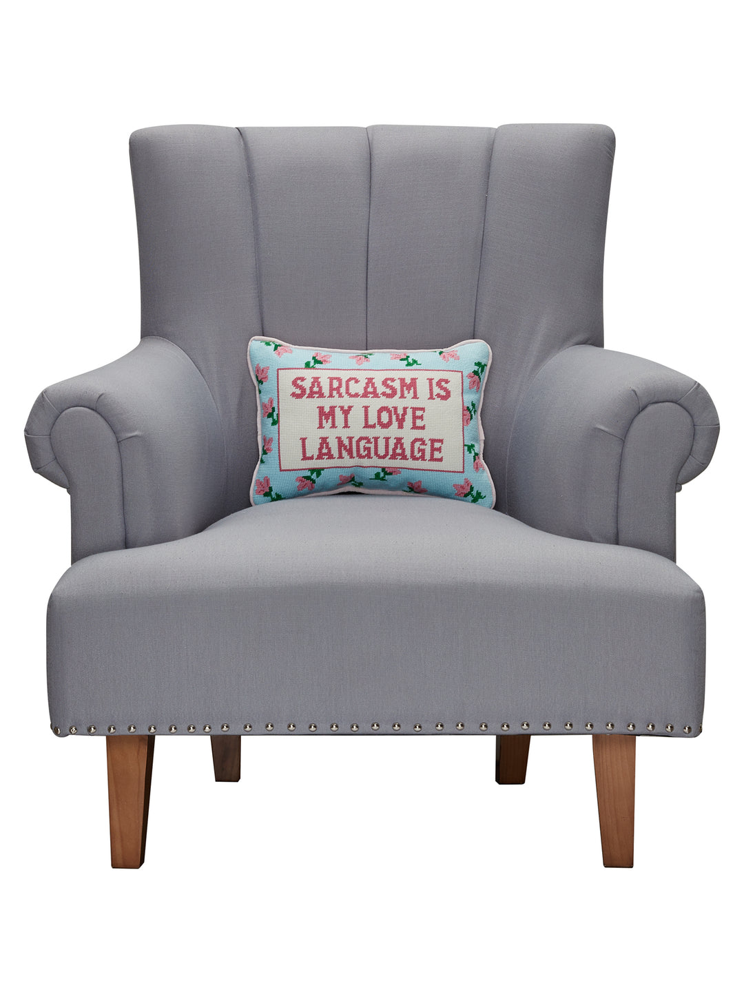 SARCASM'S MY LOVE EMBROIDERED NEEDLEPOINT PILLOW