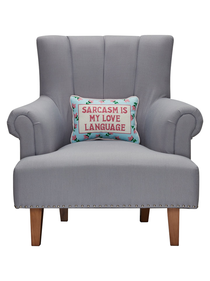 SARCASM'S MY LOVE EMBROIDERED NEEDLEPOINT PILLOW