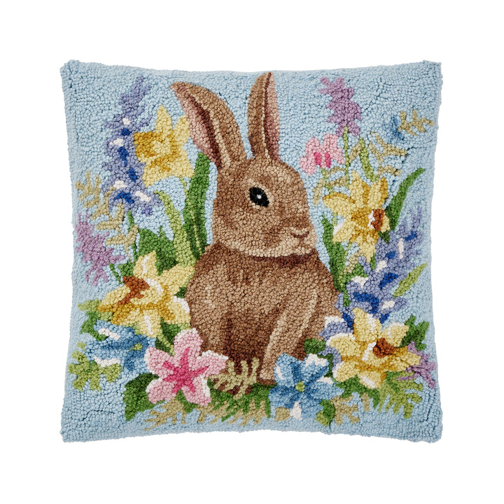bunny in floral arrangement design hook pillow