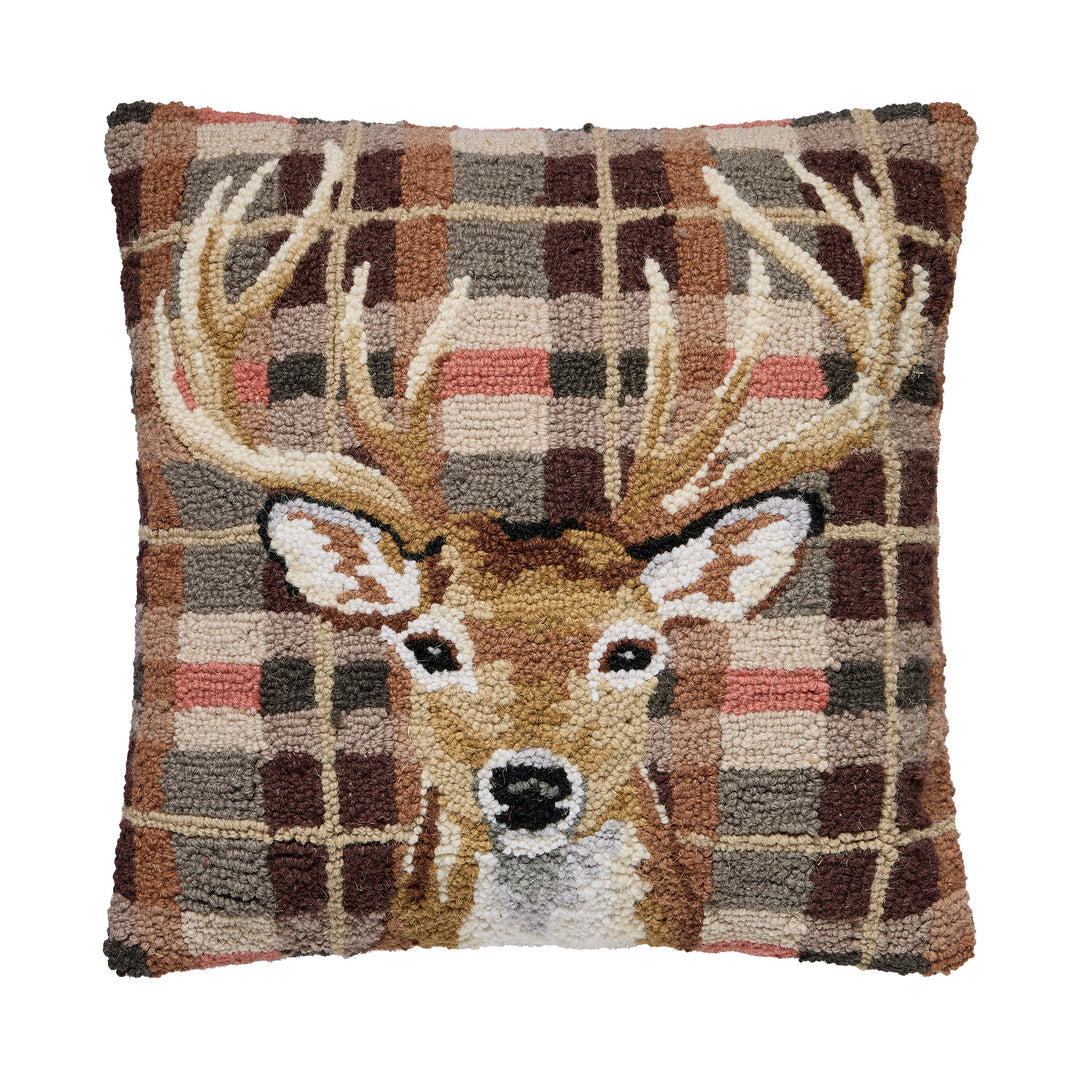 DEER BROWN TARTAN HOOK PILLOW