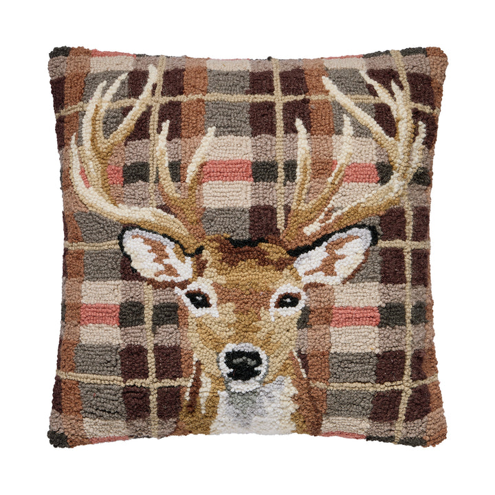 DEER BROWN TARTAN HOOK PILLOW