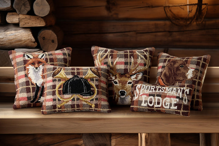 DEER BROWN TARTAN HOOK PILLOW