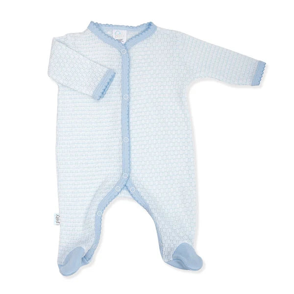 PATY KNIT BLUE FOOTIE WITH PIMA TRIM