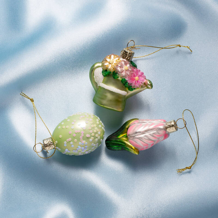 EASTER ORNAMENT SET: WATERCAN, EGG & TULIP