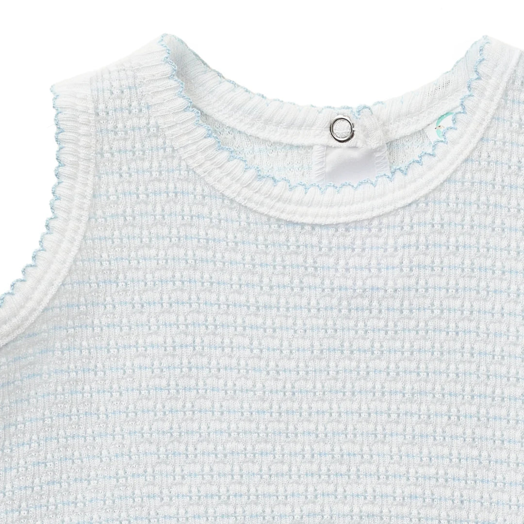 PATY KNIT BLUE PINSTRIPE SLEEVELESS DIAPER SET WITH BOWS