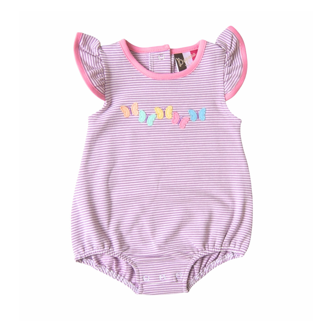PINK STRIPED BUTTERFLY KISSES ANGEL SLEEVE BUBBLE
