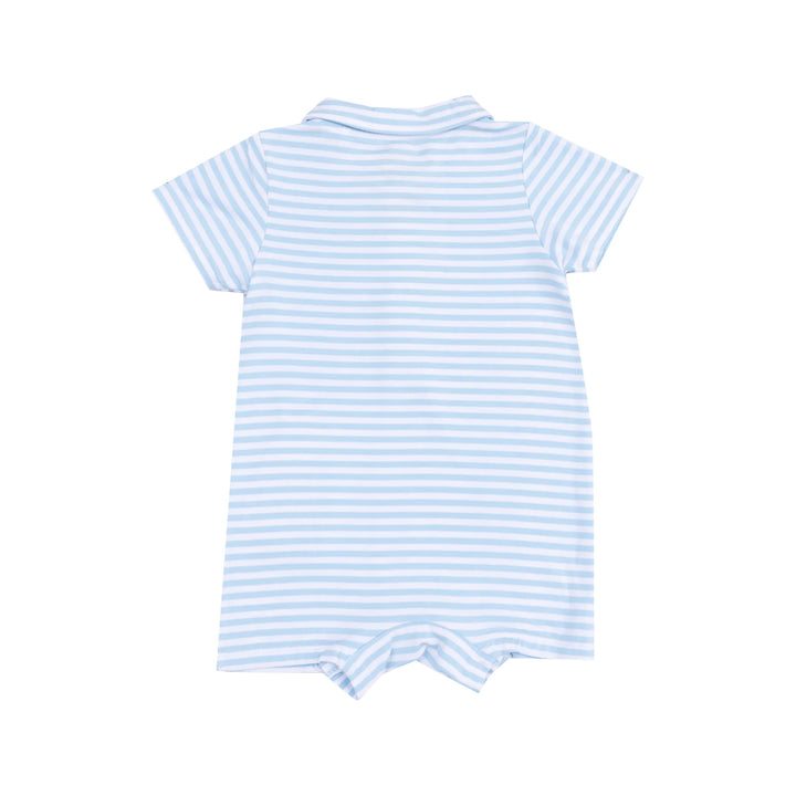 BLUE STRIPE GOLF APPLIQUE POLO SHORTIE ROMPER