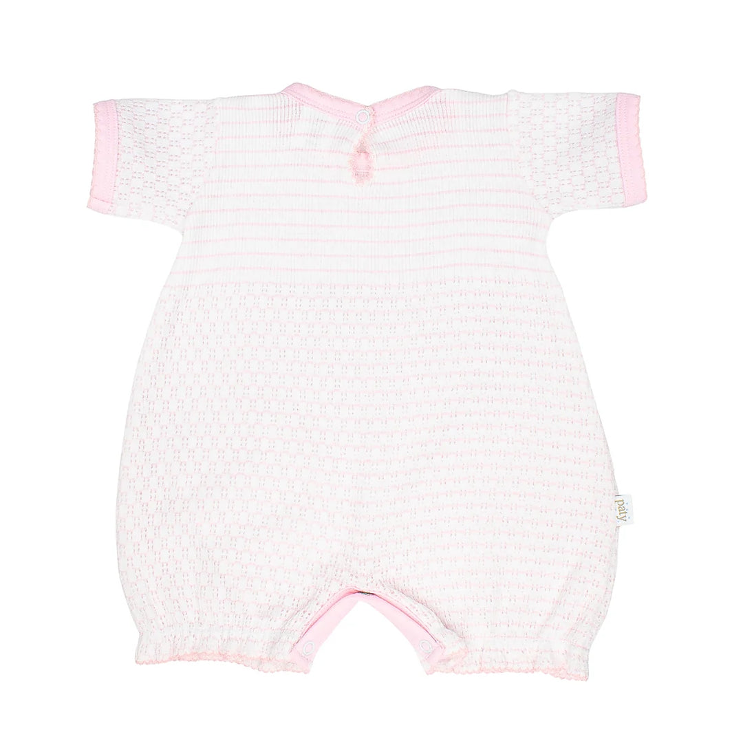 PATY KNIT PINK PINSTRIPE RUFFLE HEM BUBBLE WITH PIMA TRIM