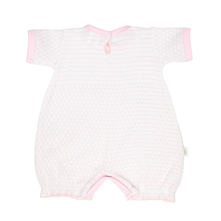 PATY KNIT PINK PINSTRIPE RUFFLE HEM BUBBLE WITH PIMA TRIM