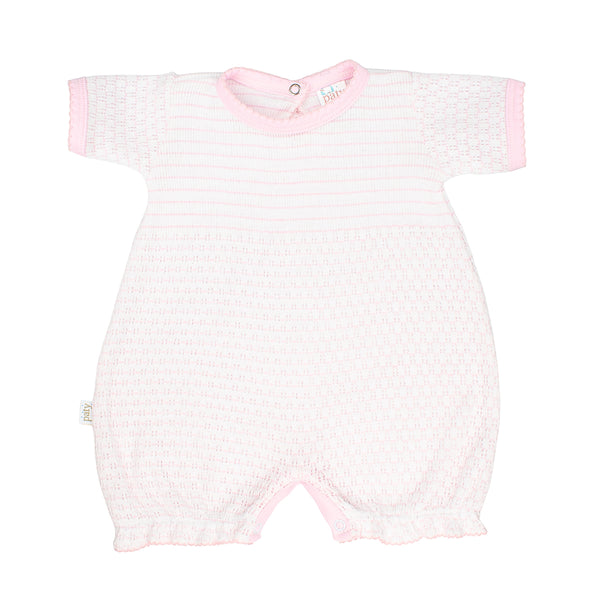 PATY KNIT PINK PINSTRIPE RUFFLE HEM BUBBLE WITH PIMA TRIM