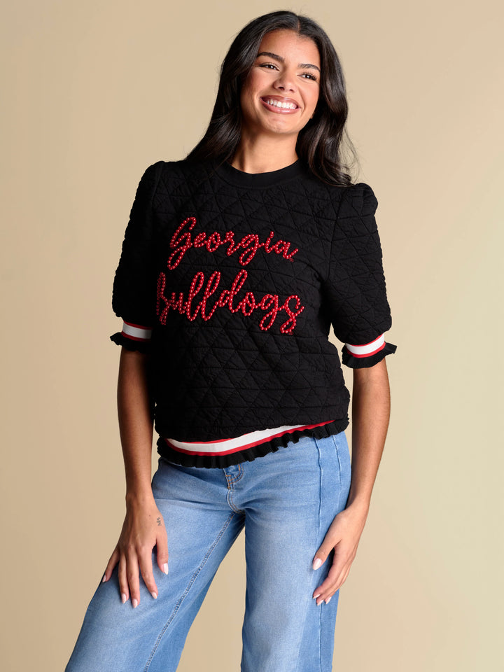 THE CAMPUS QUILTED PUFF SLEEVE TOP | GEORGIA