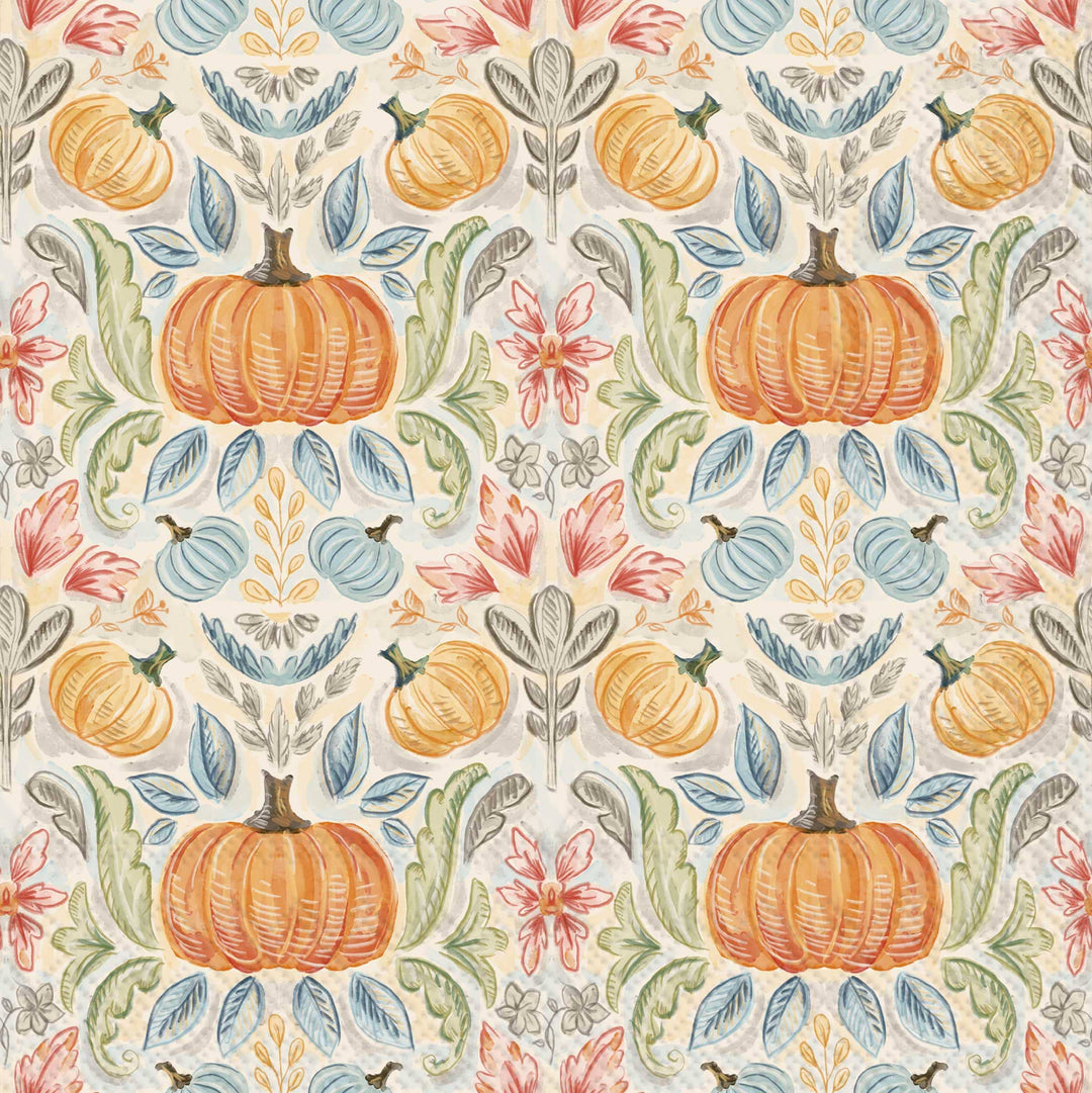 FALL TOILE PUMPKINS COCKTAIL NAPKINS