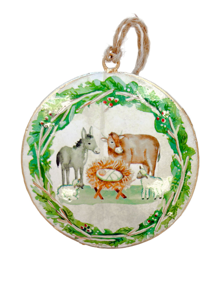 Watercolor Nativity Round Disk Ornament – Holy Family Christmas Ornament | Walker Boutique