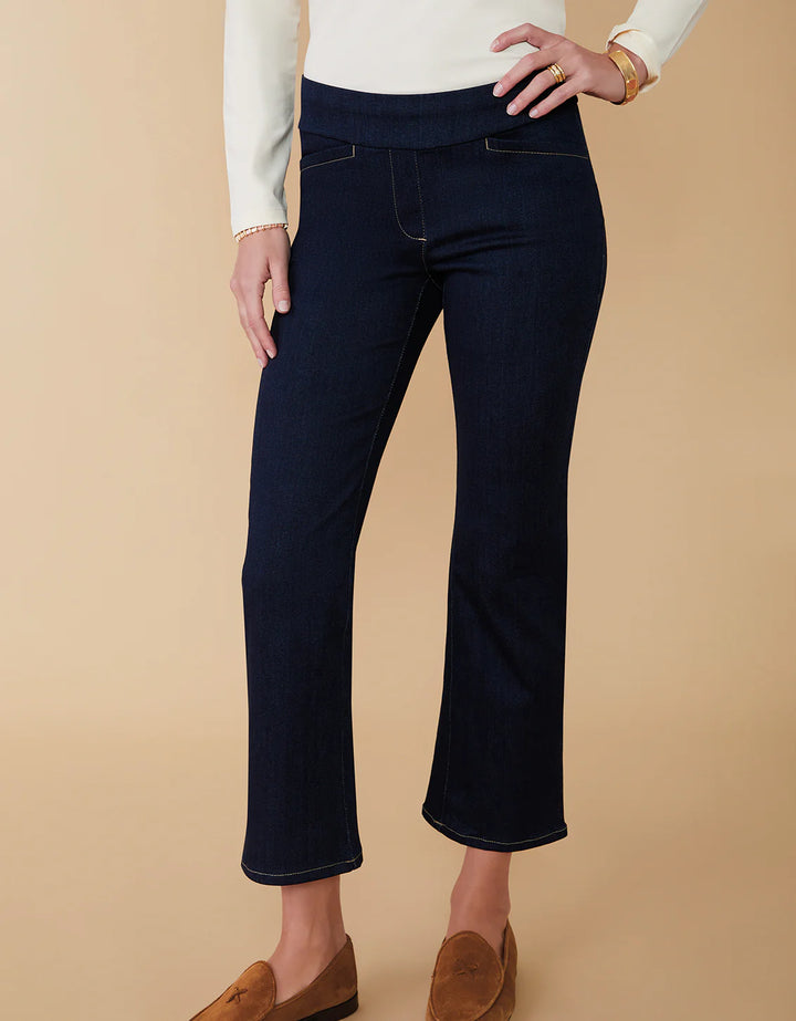 SPARTINA: MAREN DENIM KICK FLARE PANT | RINSE WASH DARK BLUE