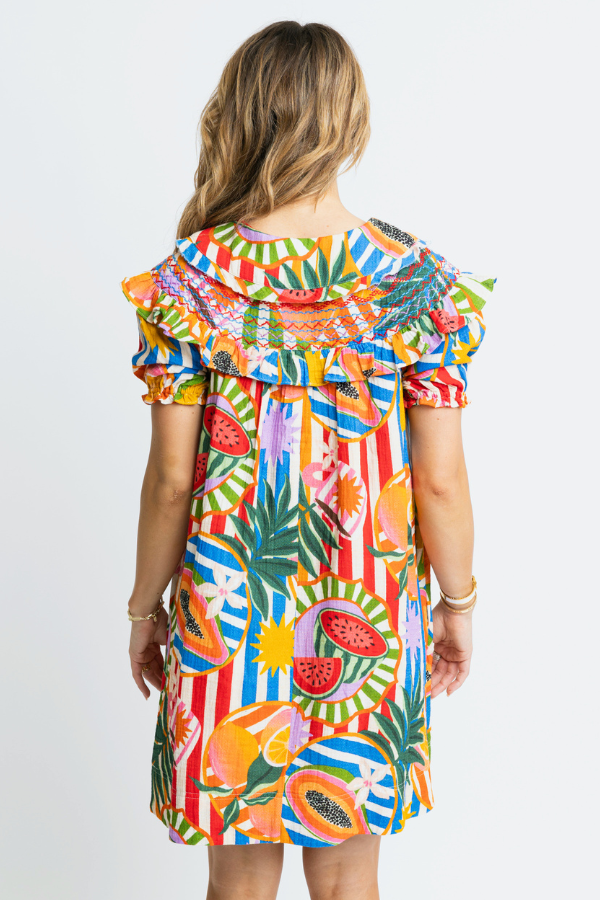 KARLIE: BLUE TROPICAL ISLAND STITCH PETER PAN COLLAR DRESS