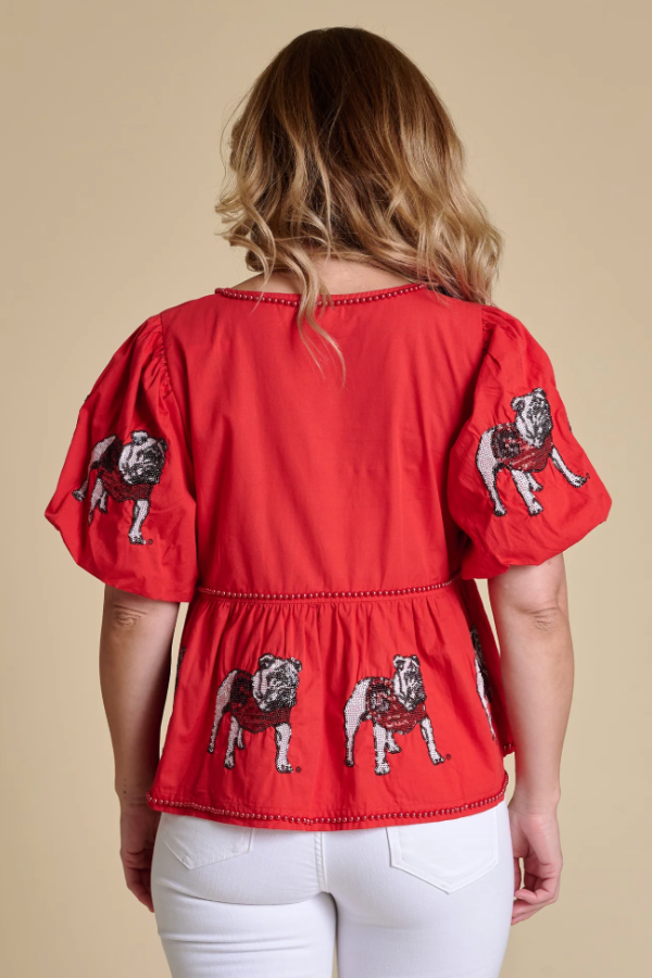 THE PUFF SLEEVE PEPLUM TOP | GEORGIA