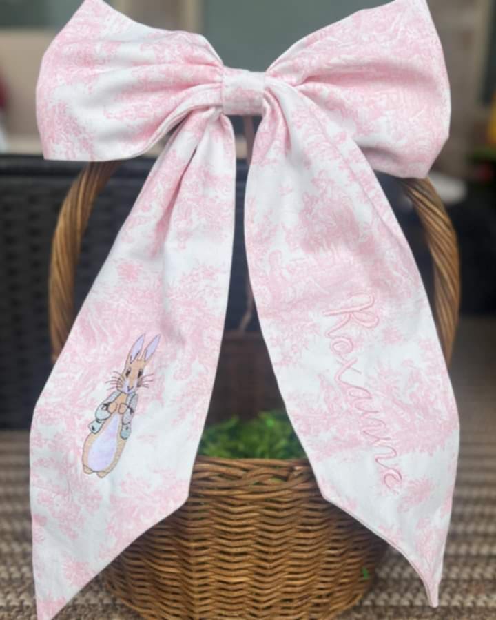 PINK TOILE HAND STITCHED BOW