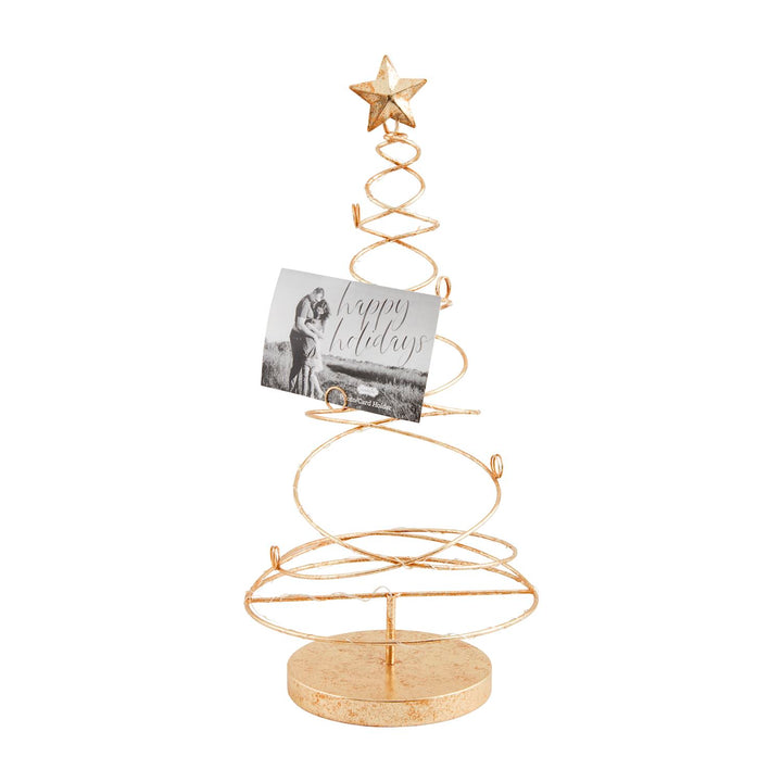 GOLD LIGHT UP TREE CARD HOLDER