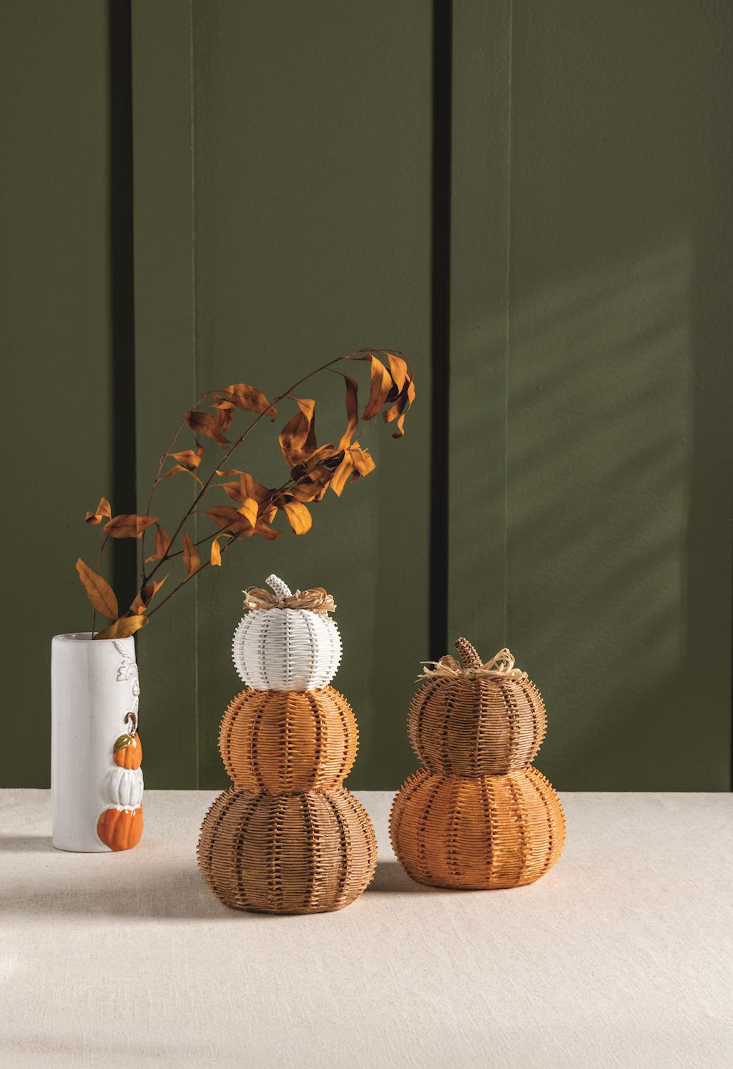 WOVEN RESIN STACKED PUMPKIN