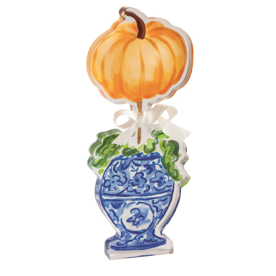 CHINOISERIE PUMPKIN TOPIARY ACRYLIC SITTER