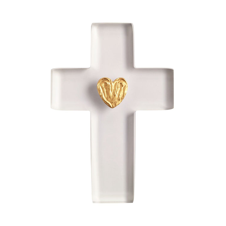 GOLD HEART ICON CROSS SITTER