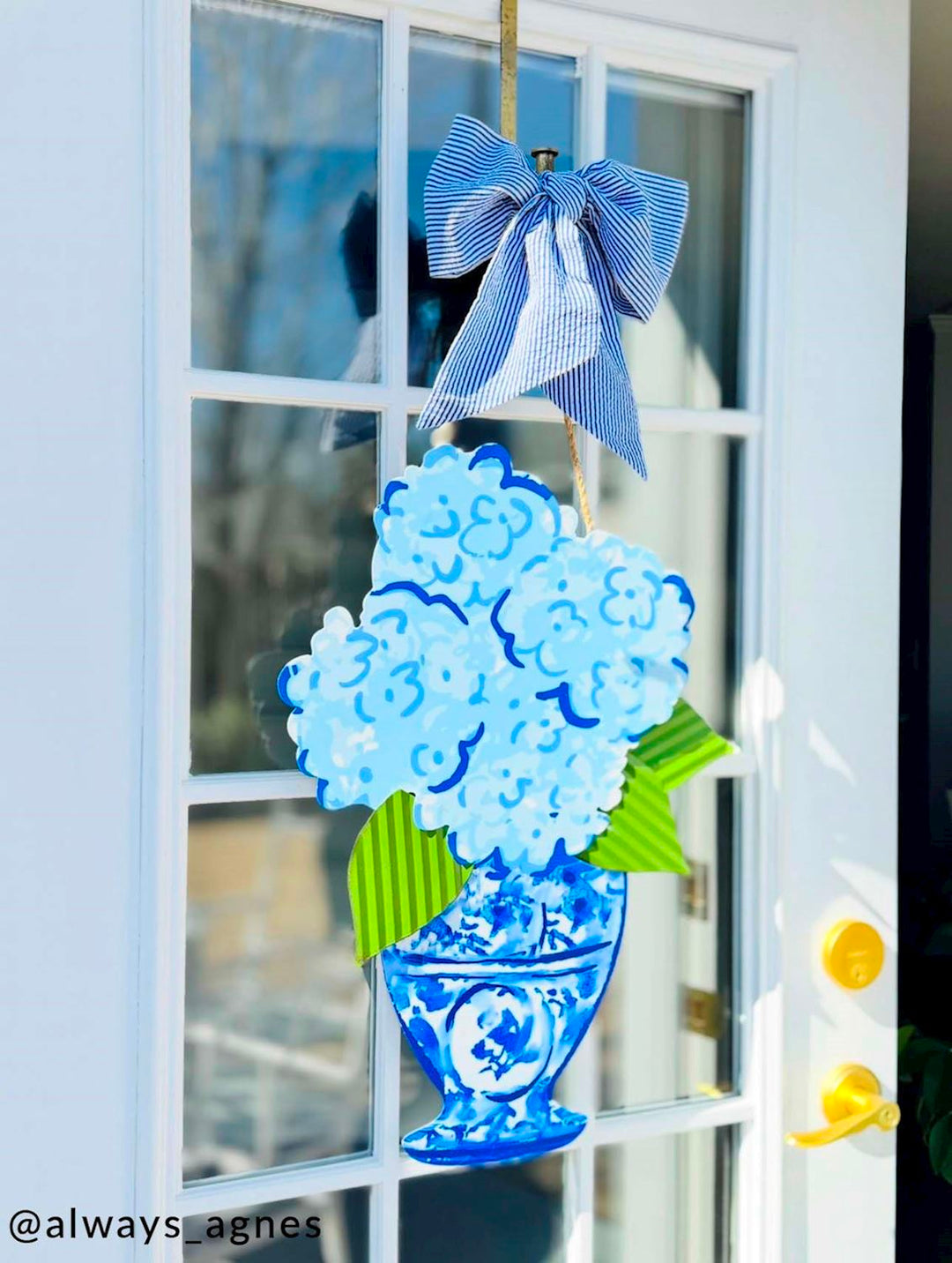 CHINOISERIE HYDRANGEA TIN DOOR HANGER