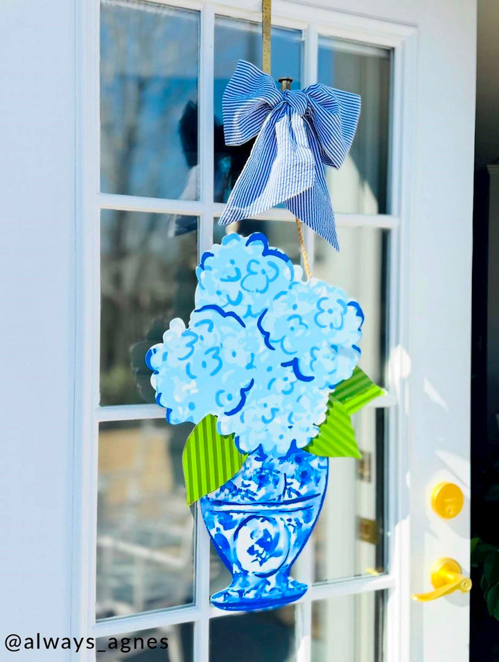 CHINOISERIE HYDRANGEA TIN DOOR HANGER
