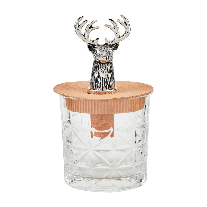 DEER DOUBLE OLD FASHIONED GLASS & BOTTLE STOPPER SET