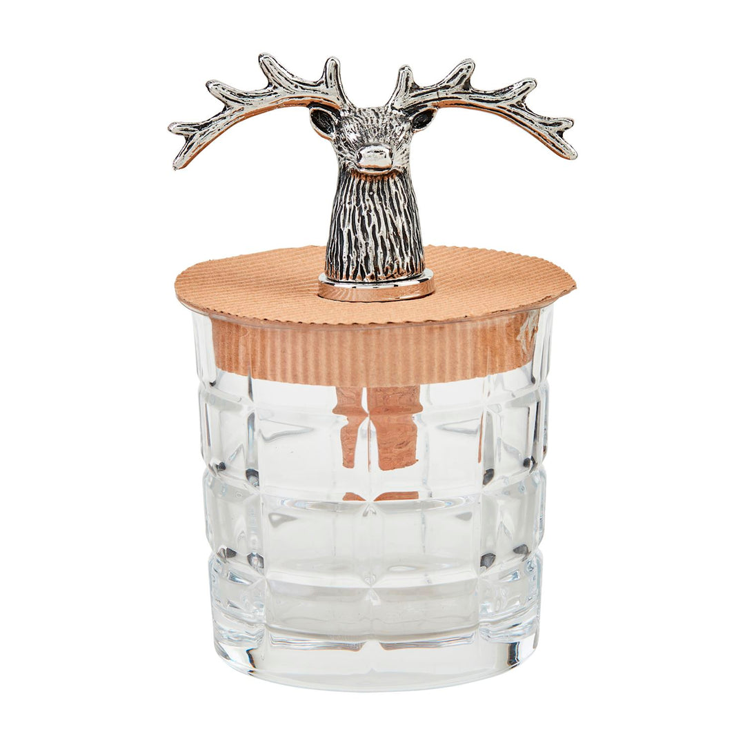 DEER DOUBLE OLD FASHIONED GLASS & BOTTLE STOPPER SET