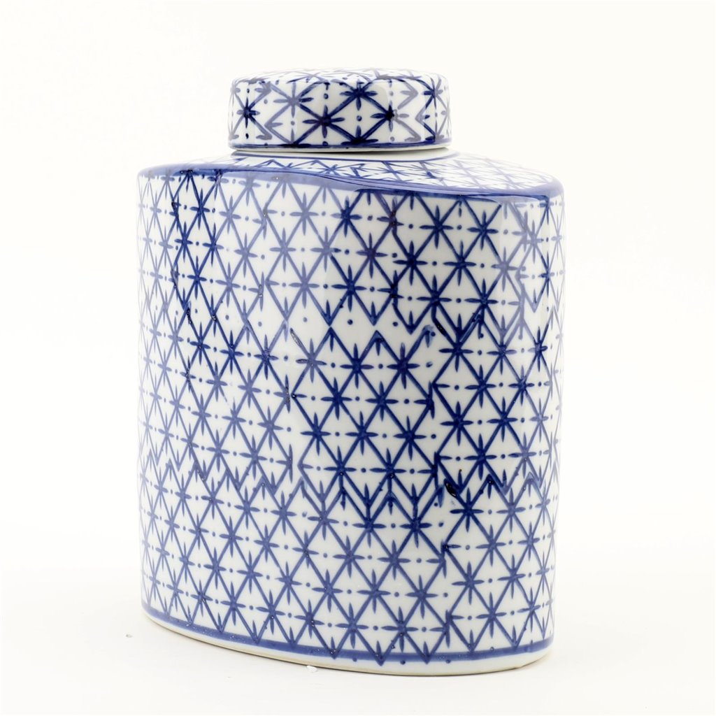 BLUE & WHITE PORCELAIN ROUND JAR
