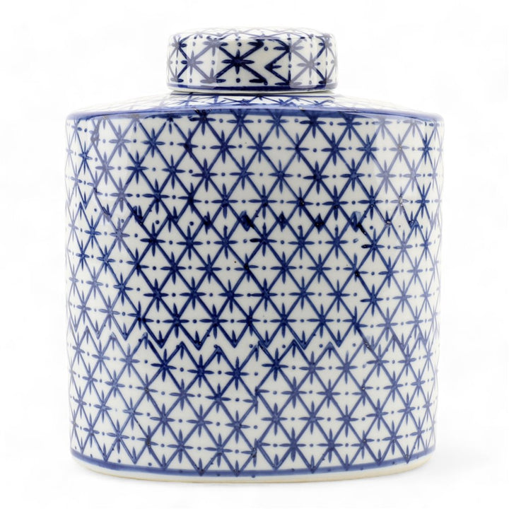 BLUE & WHITE PORCELAIN ROUND JAR