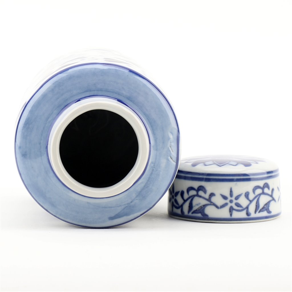 BLUE & WHITE FLORAL VINE TEA JAR