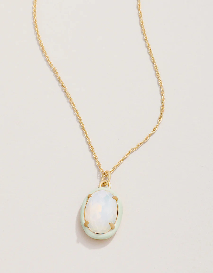 CLARA OVAL NECKLACE 18" WHITE OPAL