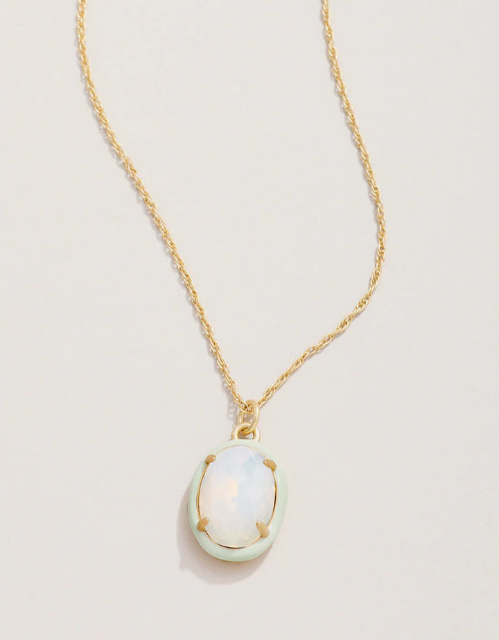 CLARA OVAL NECKLACE 18" WHITE OPAL