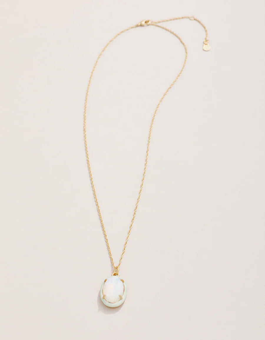 CLARA OVAL NECKLACE 18" WHITE OPAL