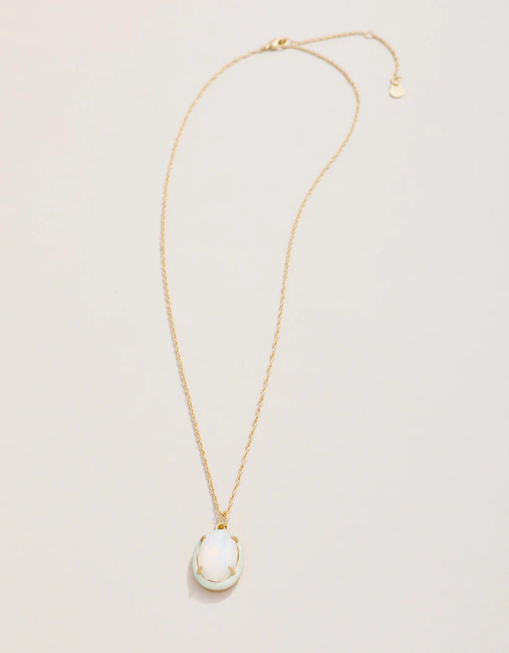 CLARA OVAL NECKLACE 18" WHITE OPAL