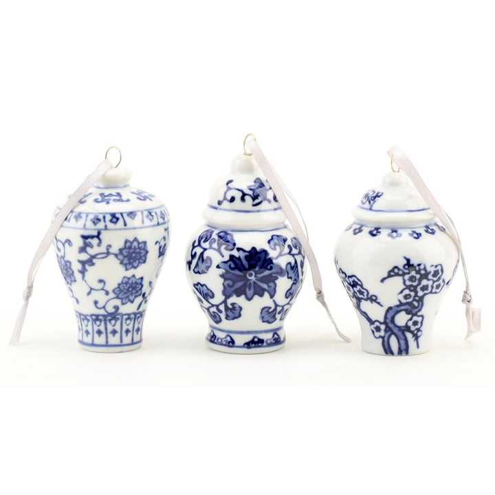 BLUE & WHITE GINGER JAR ORNAMENT SET