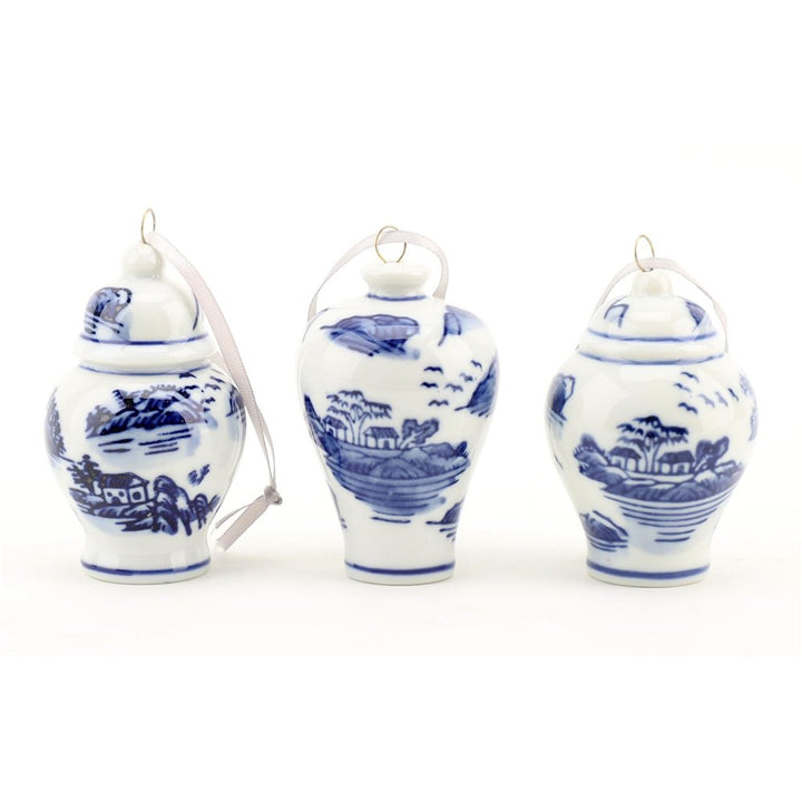 BLUE & WHITE GINGER JAR ORNAMENT SET