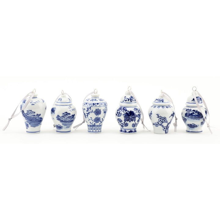 BLUE & WHITE GINGER JAR ORNAMENT SET