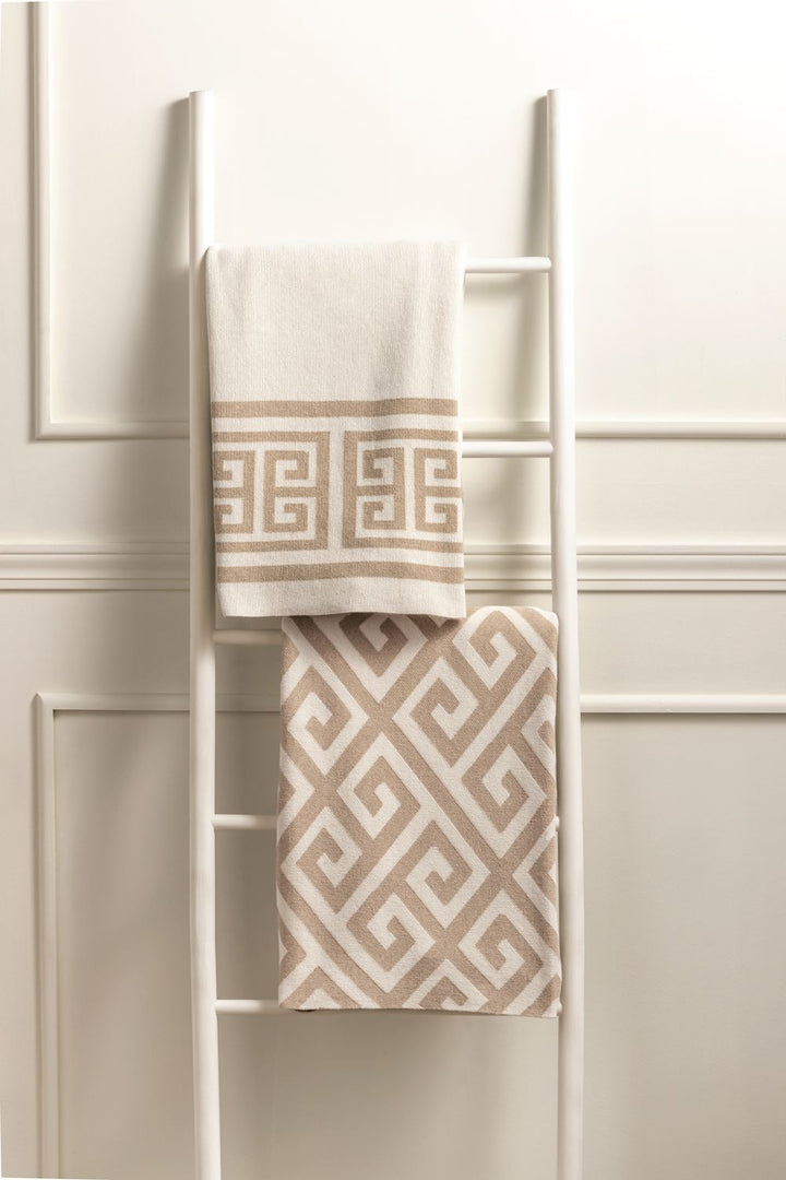 NEUTRAL ALL OVER GREEK KEY BLANKET