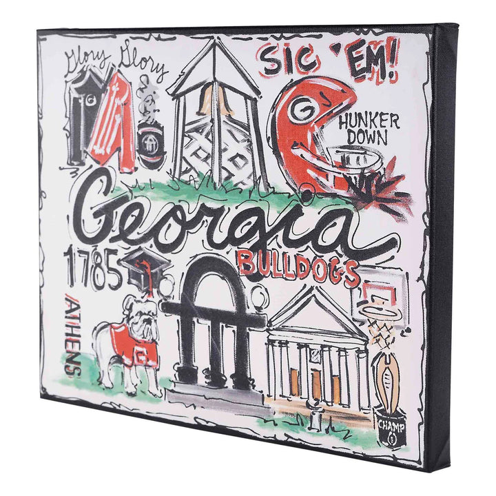 Georgia Bulldogs canvas artwork featuring iconic UGA landmarks and school spirit designs | Walker Boutique