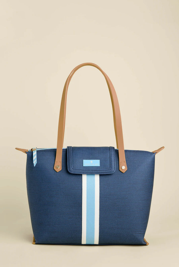 NAVY BLUE STRIPE ARMADA ZIP TRAVEL TOTE