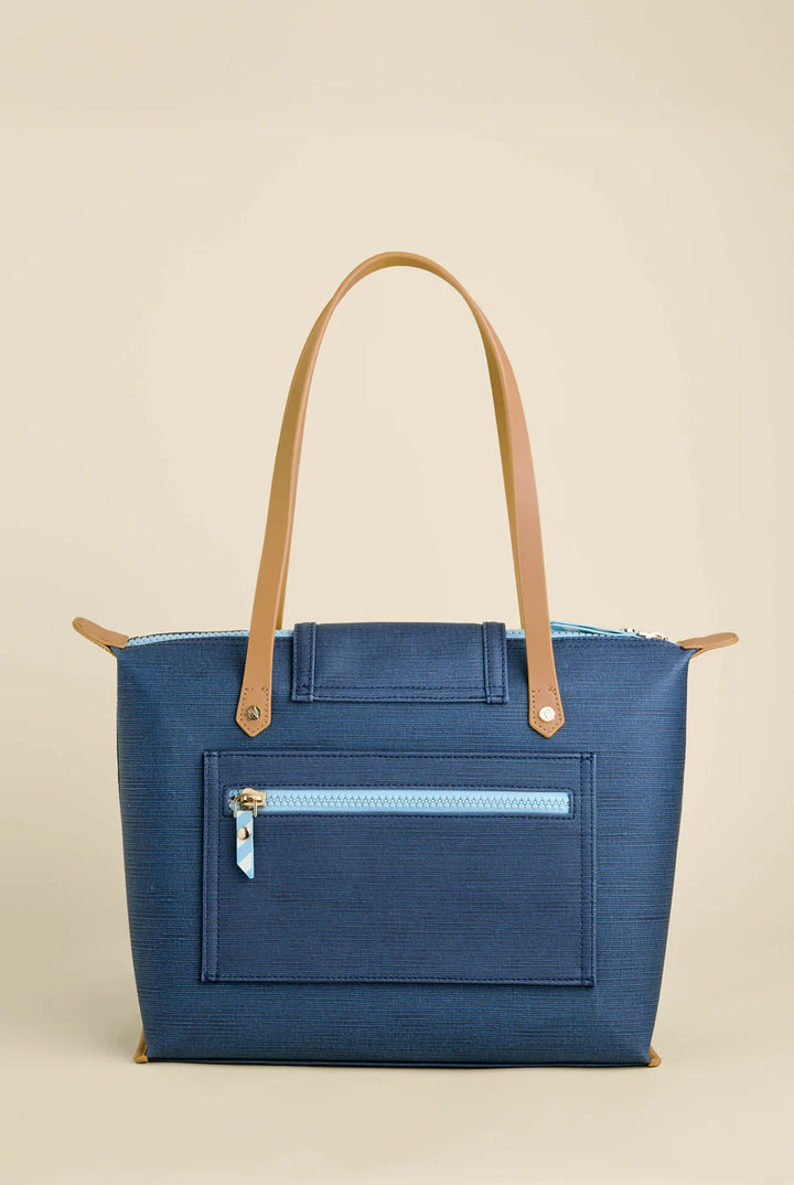 NAVY BLUE STRIPE ARMADA ZIP TRAVEL TOTE