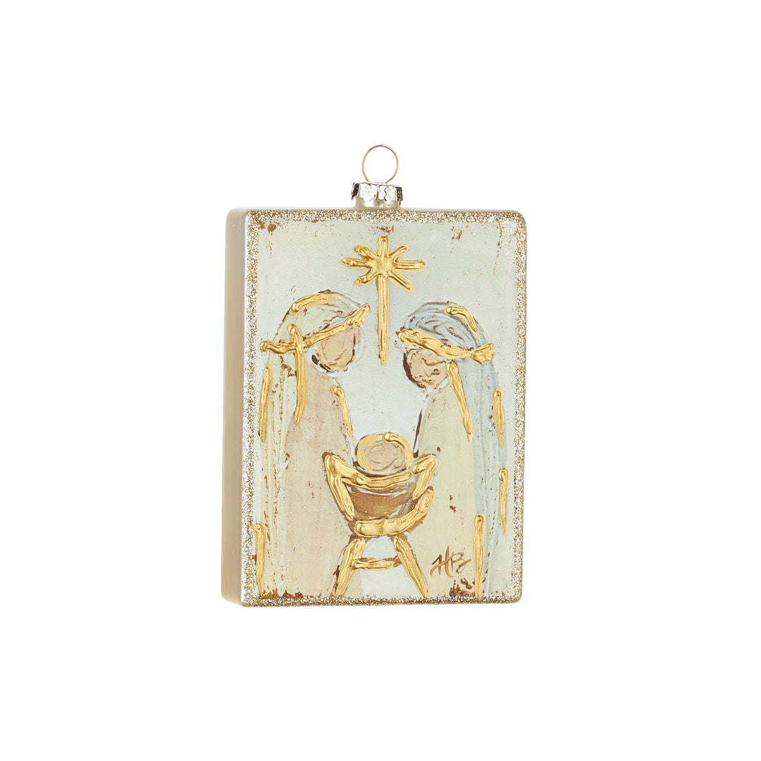 HOLY FAMILY RECTANGLE ORNAMENT ON WHITE BACKGROUND