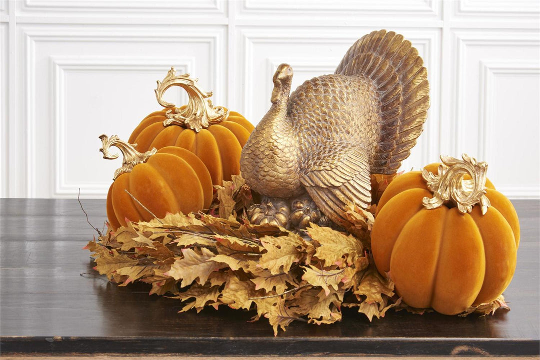 ANTIQUE GOLD RESIN TURKEY
