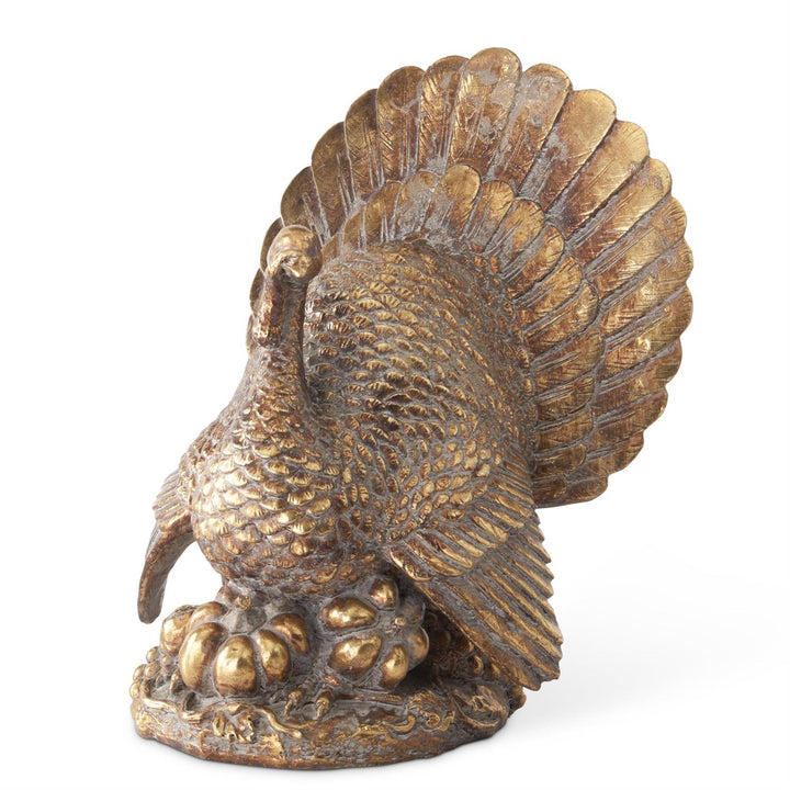 ANTIQUE GOLD RESIN TURKEY