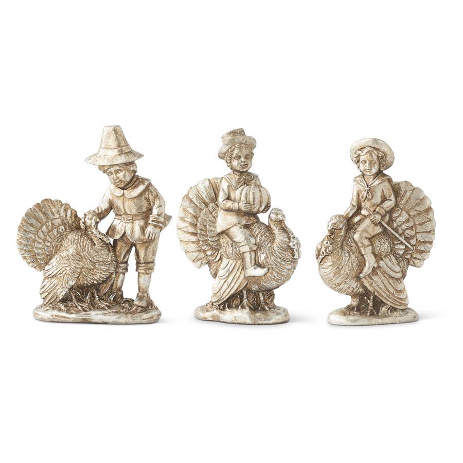 7.25" ANTIQUE SILVER HARVEST CHILD FIGURINE