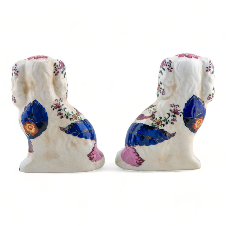 TOBACCO LEAF STAFFORDSHIRE SMALL DOG PAIR